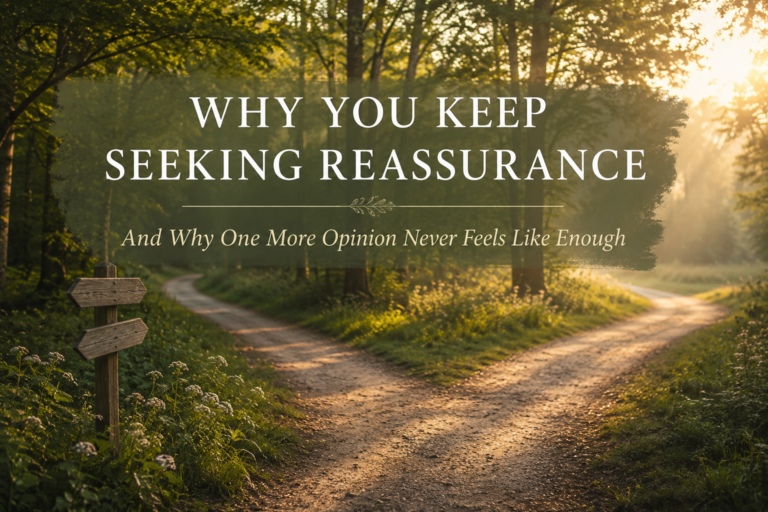 Forking forest path representing decision making, uncertainty and the process of building self-trust.