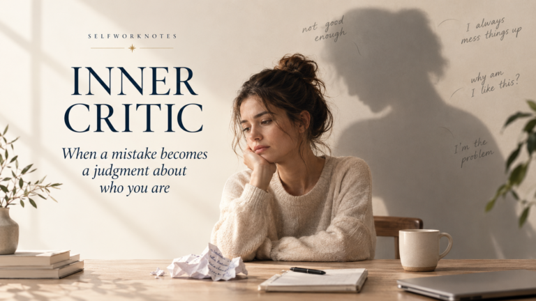 Inner critic turning a mistake into harsh self-judgment